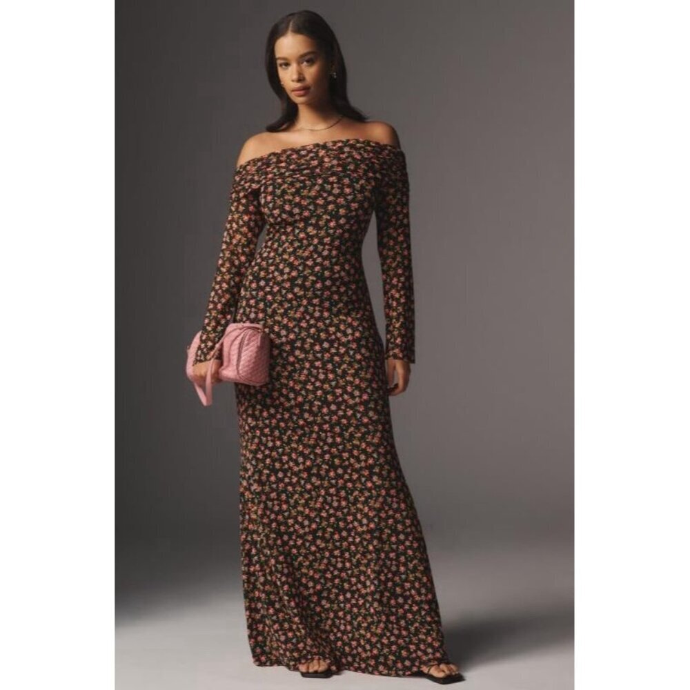 NWT Size 2X - AFRM Long-Sleeve Off-The-Shoulder Mesh Maxi Dress (NWT US$128)